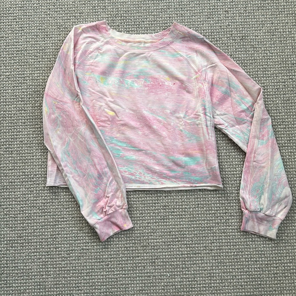 Devala Rainbow Marble Cropped Pullover - image 1
